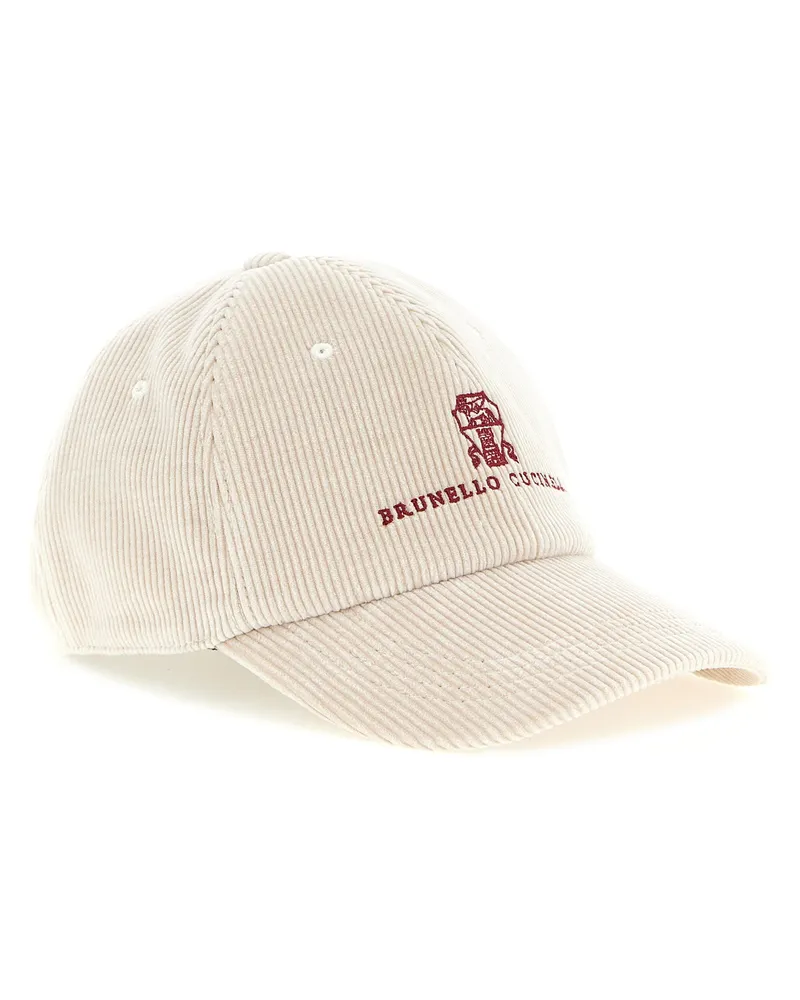 Brunello Cucinelli Corduroy Baseball Cap — Cream Cream