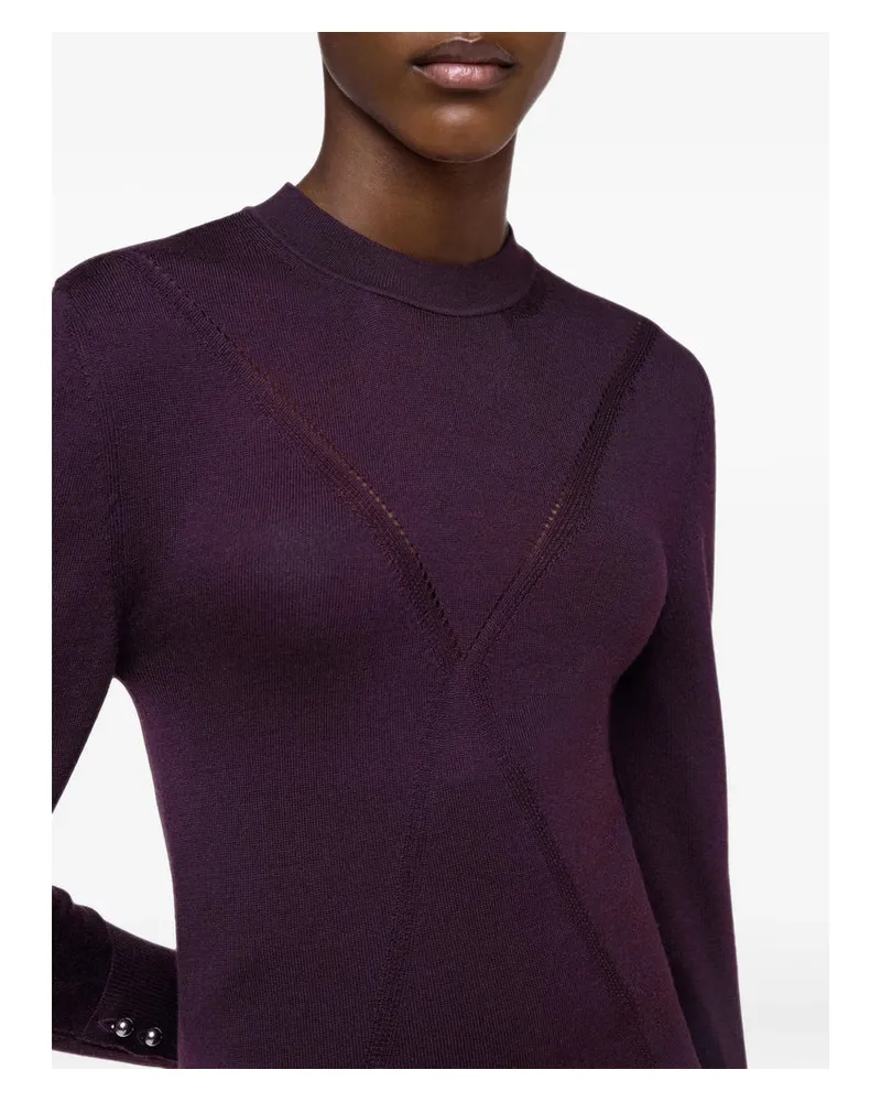 Paco Rabanne Silk-Wool Fine-Knit with Jewel Buttons Sweater — Purple Purple