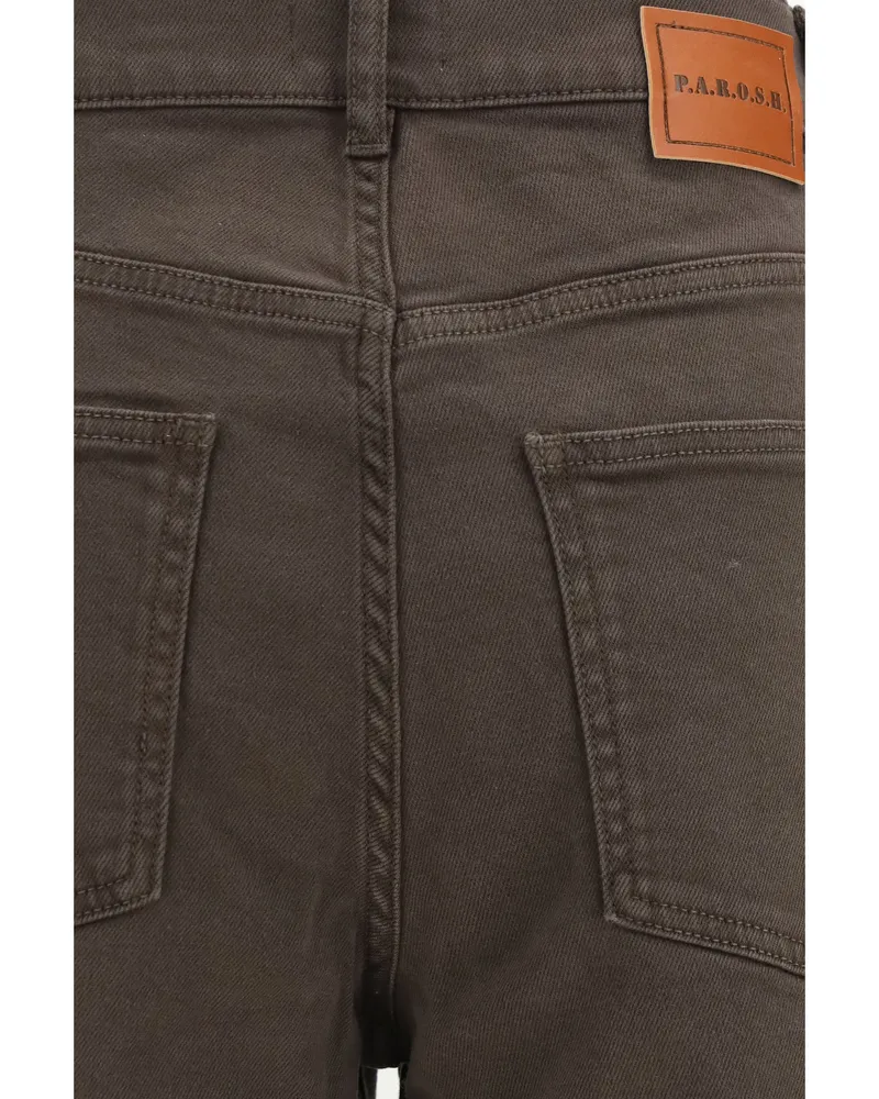 P.A.R.O.S.H. Women's Drill Pants Dark Brown Cotton Trousers Brown