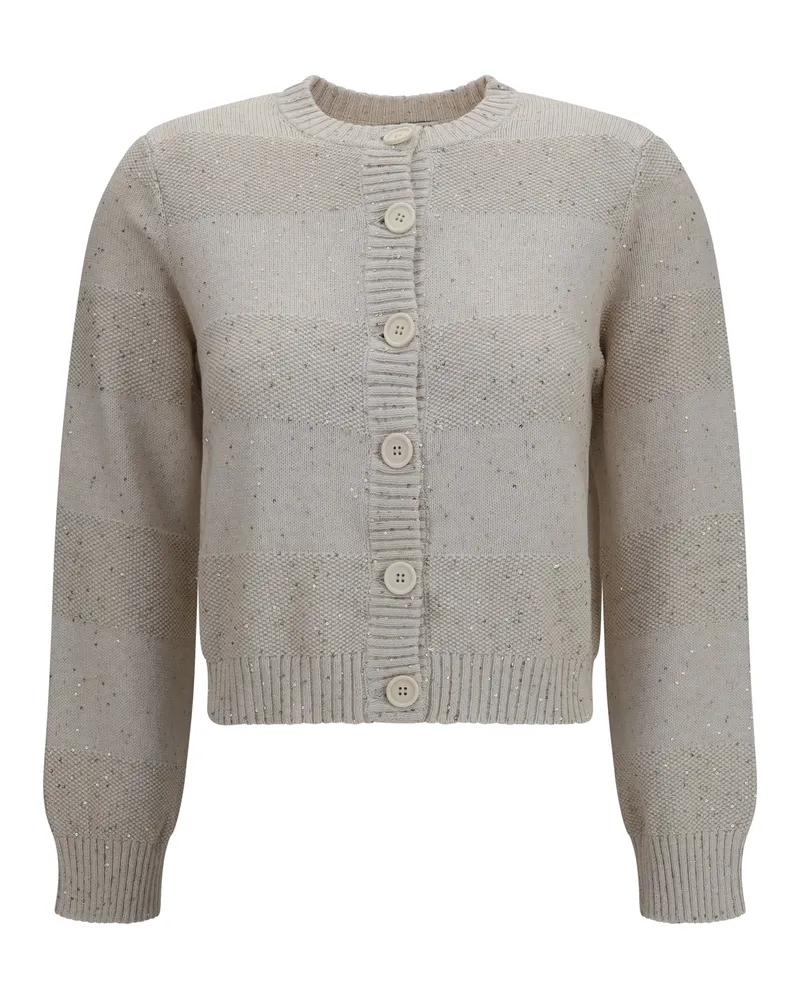 Brunello Cucinelli Women's Long-Sleeve Crewneck Cotton Sweater Oat Beige