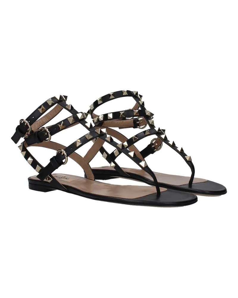 Valentino Garavani Women's Black Leather Flip-Flop Sandals Black