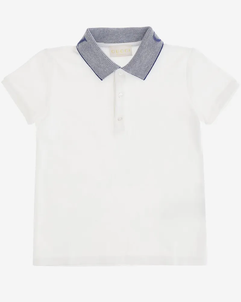 Gucci Logo-Collar Cotton Polo Shirt — White White