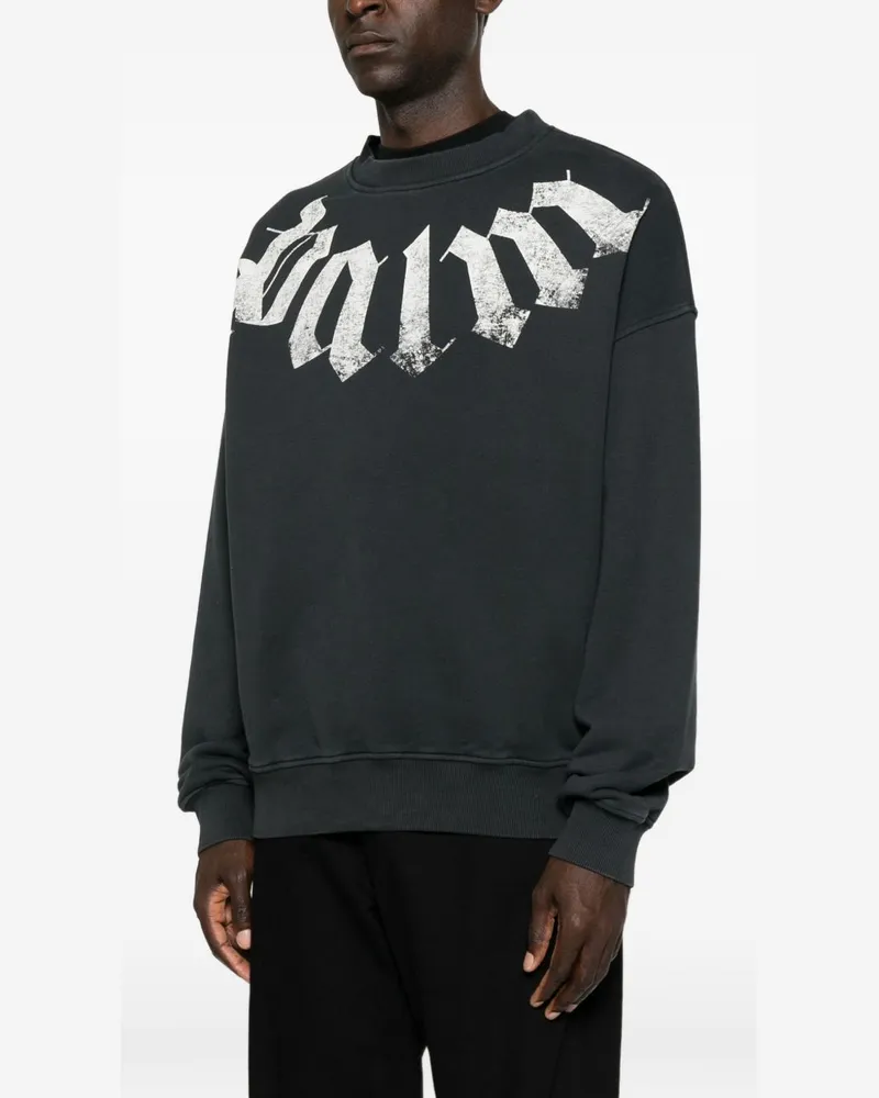 Palm Angels Logo-Printed Cotton Sweatshirt — Black Black
