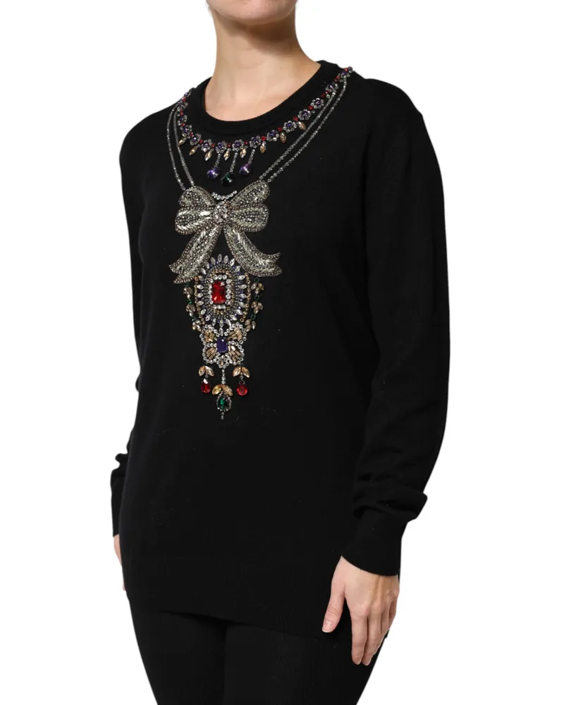 Dolce & Gabbana Crystal-Embellished Cashmere Sweater — Black Black