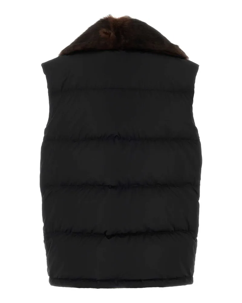 Prada Women's Black Re-Nylon Sleeveless Down Jacket Nero Piumini Black
