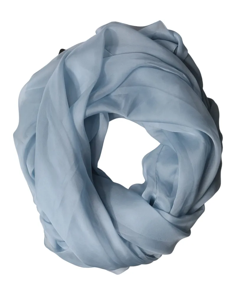 Dolce & Gabbana Men's Light Blue Silk Stole Neck Wrap Shawl 200cm X 130cm Scarf Blue