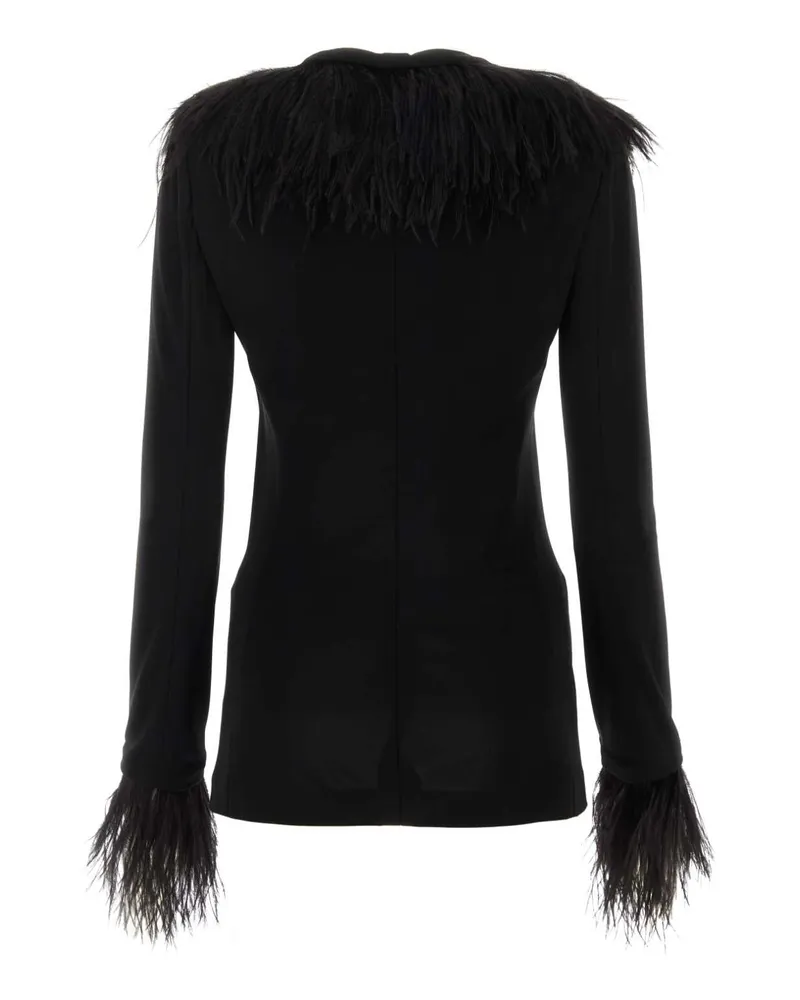 Alberta Ferretti Women's Feather-Trimmed Crepe Blazer Black Viscose Blazers Black