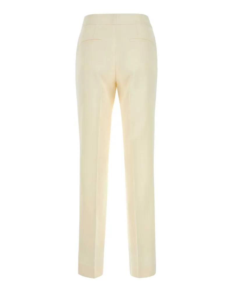 Jil Sander Women's Ivory Viscose Blend Pant 105 Exterior: Silk Pantaloni White