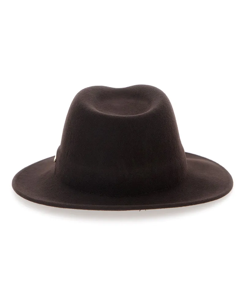 Twin-Set Women's Cap With Visor And Pompon, Brown Wool Hat Brown