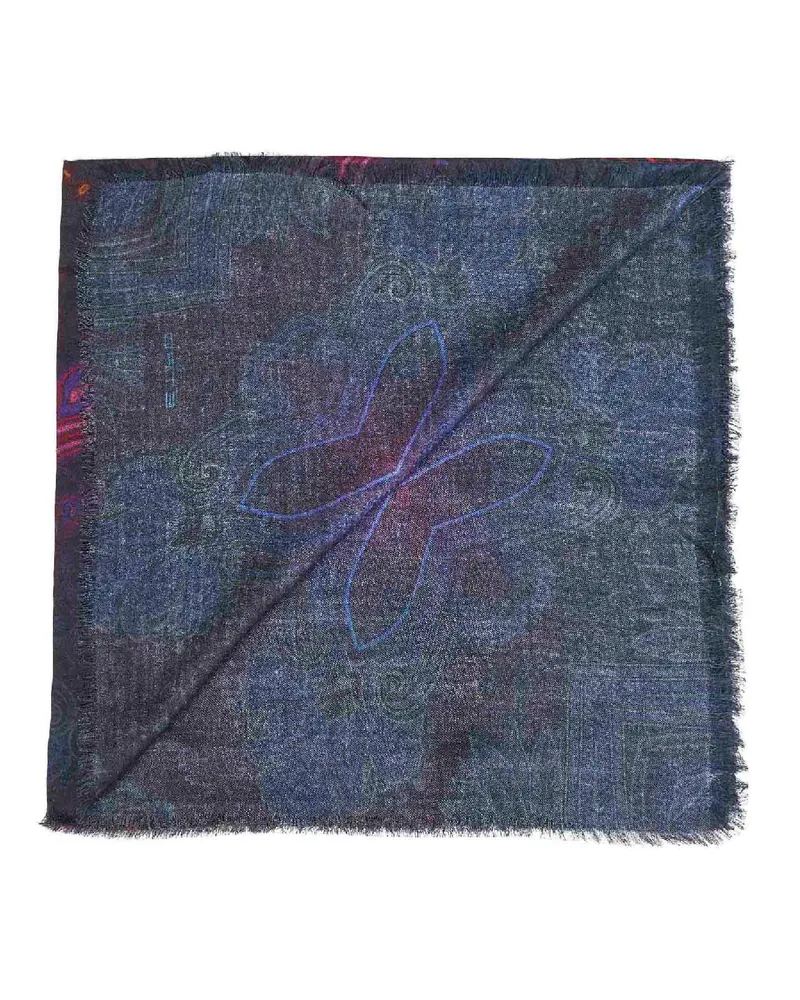 Etro Women's Square Modal And Cashmere Shawl, Multicolour Dégradé Scarf Scarfs Navy
