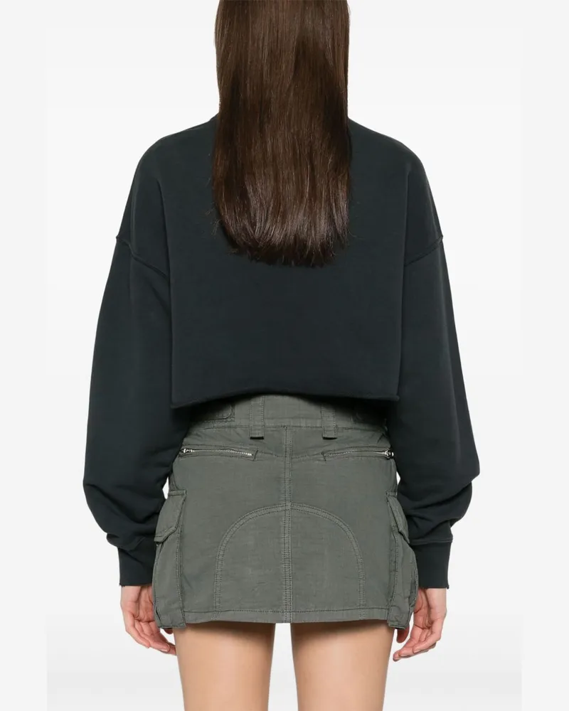 Golden Goose Crystal-Embellished Cropped Cotton Sweatshirt — Black Black