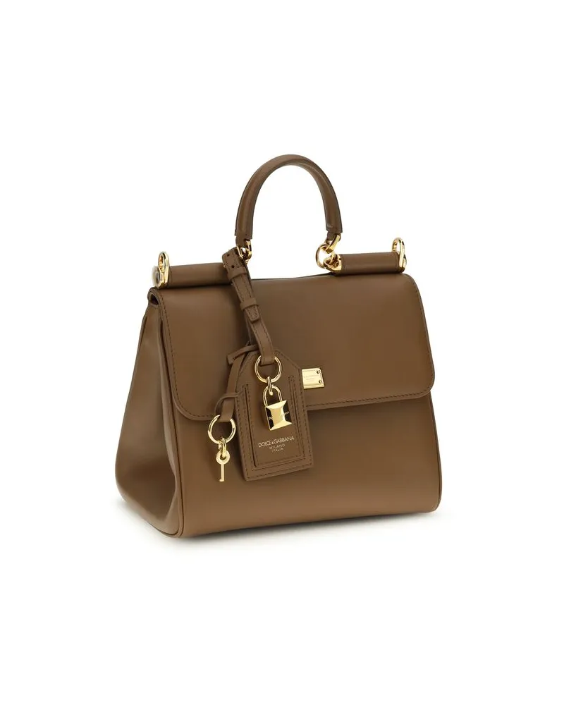 Dolce & Gabbana Women's Brown Calf Leather Bos Taurus Shoulder Bag Brown