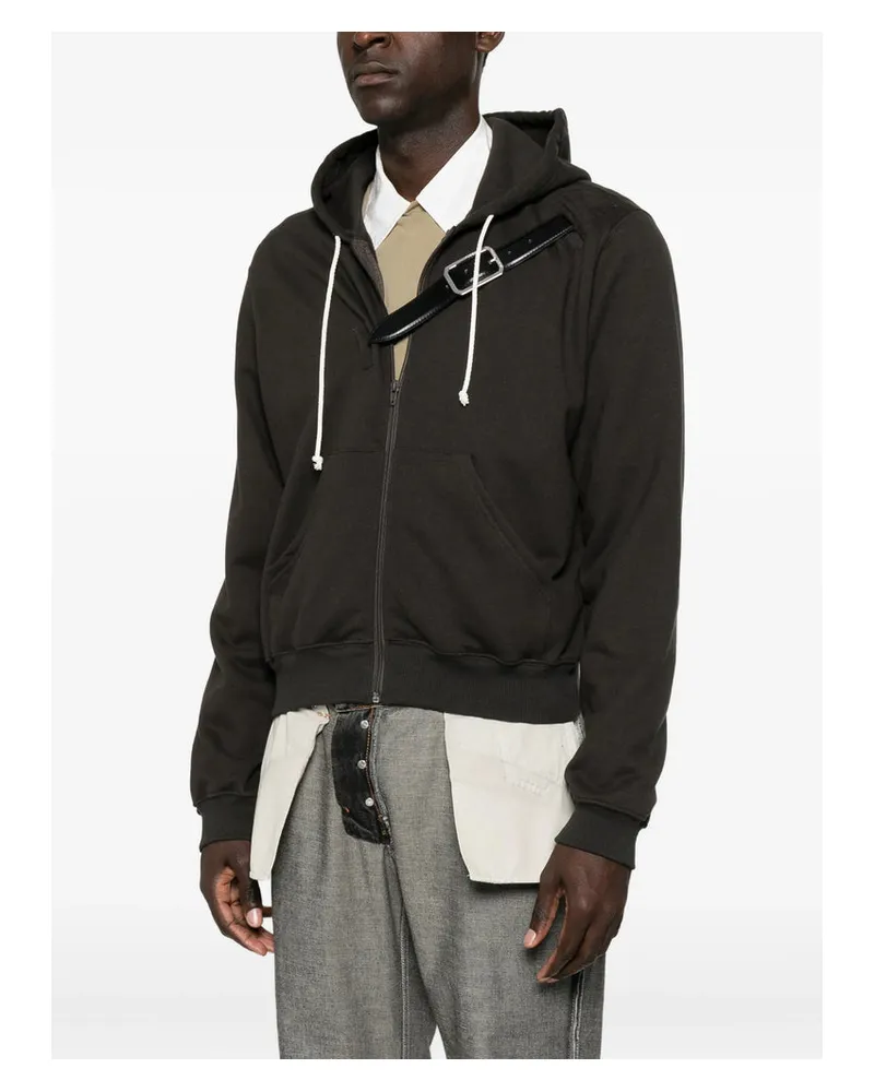 Magliano Leather Belt Detail Hooded Sweatshirt — Brown Brown