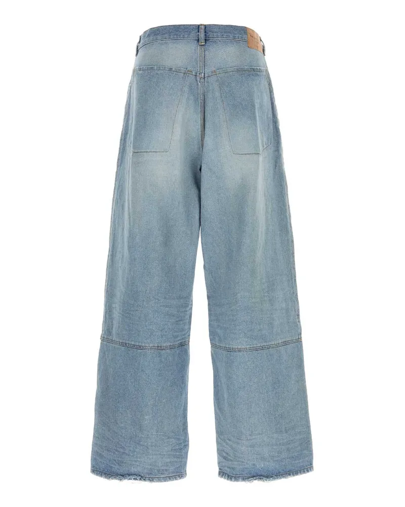 Balenciaga Men Denim Wide-Leg Jeans Dirty Light Blue T Cotton Pantaloni Blue