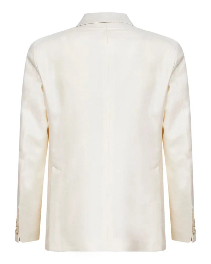 Tagliatore Men's Blazer Montecarlo Ivory Silk Blend Jacket White
