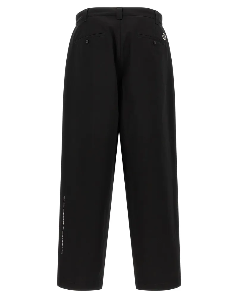 Moncler Pleated Cotton Gabardine Trousers — Black Black