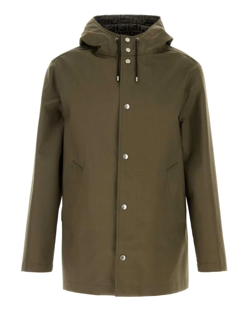 Fendi Logo Parka Coat — Green Green