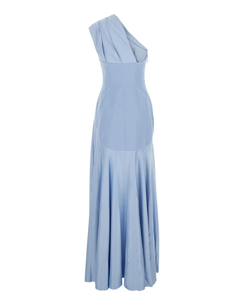 Solace London Women's One-Shoulder Long Dress Gabriela Light Blue Polyester Blue