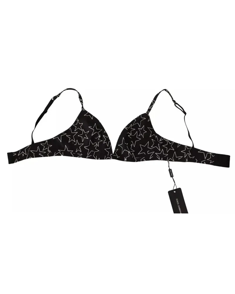Dolce & Gabbana Women's Black Millennials Star Non Wire Cotton Bra Underwear And White Clothing Black