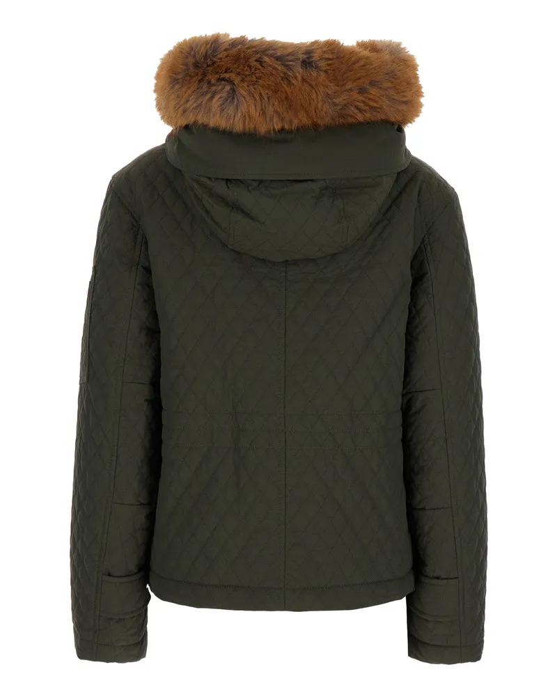 Burberry Women's Green Quilted Jacket With Ekd Logo Detail Polyamide Coat Green