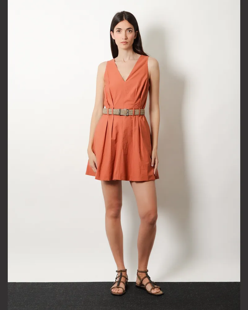 Brunello Cucinelli Women's Mini Dress With Belt Orange Cotton Orange