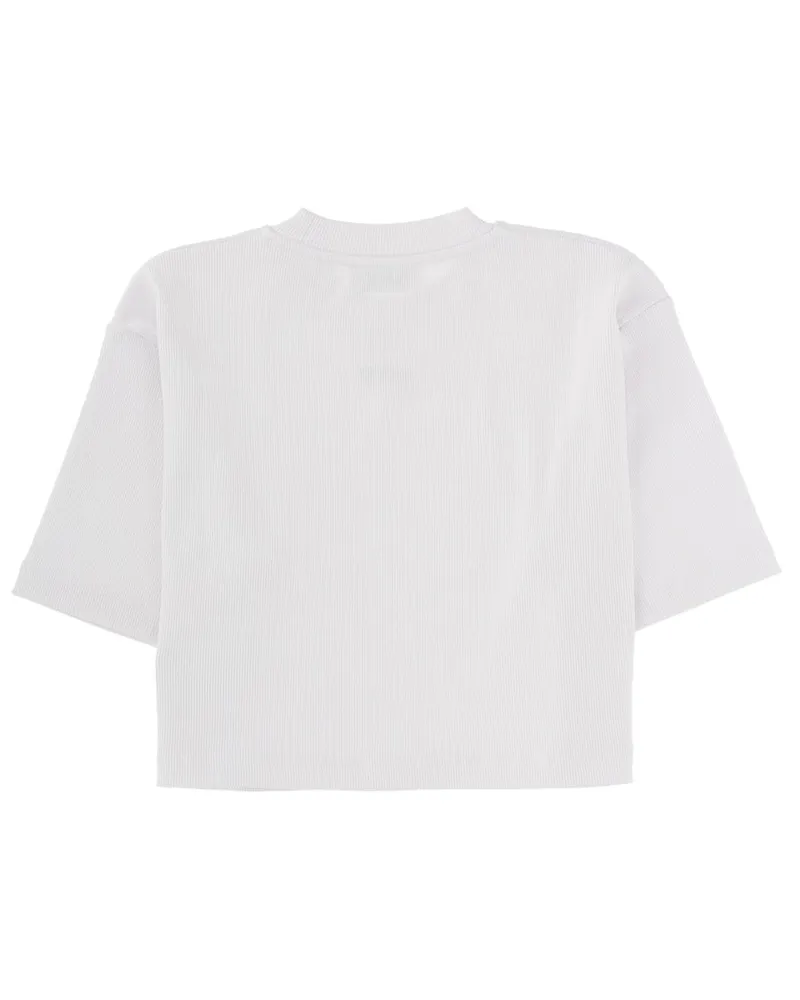 OFF-WHITE Logo-Embroidered Cropped T-Shirt — White White