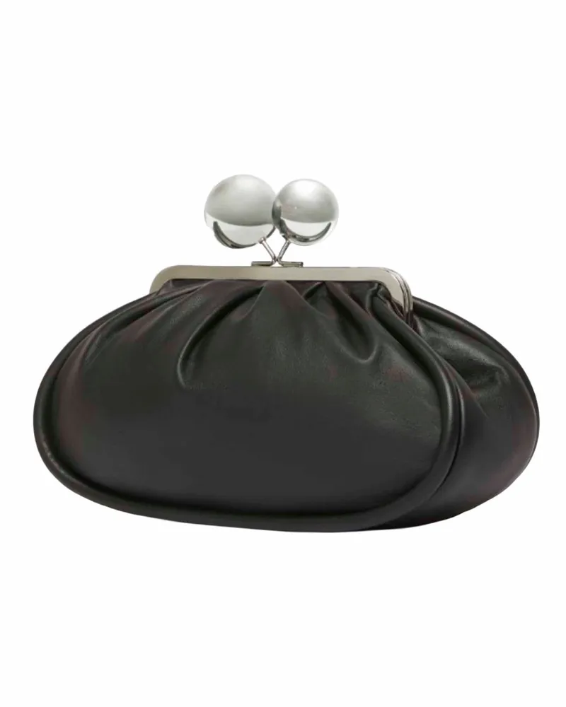 Max Mara Women's Clutch Bag Milvanew Pasticcino Black Leather Handbags Hand Black