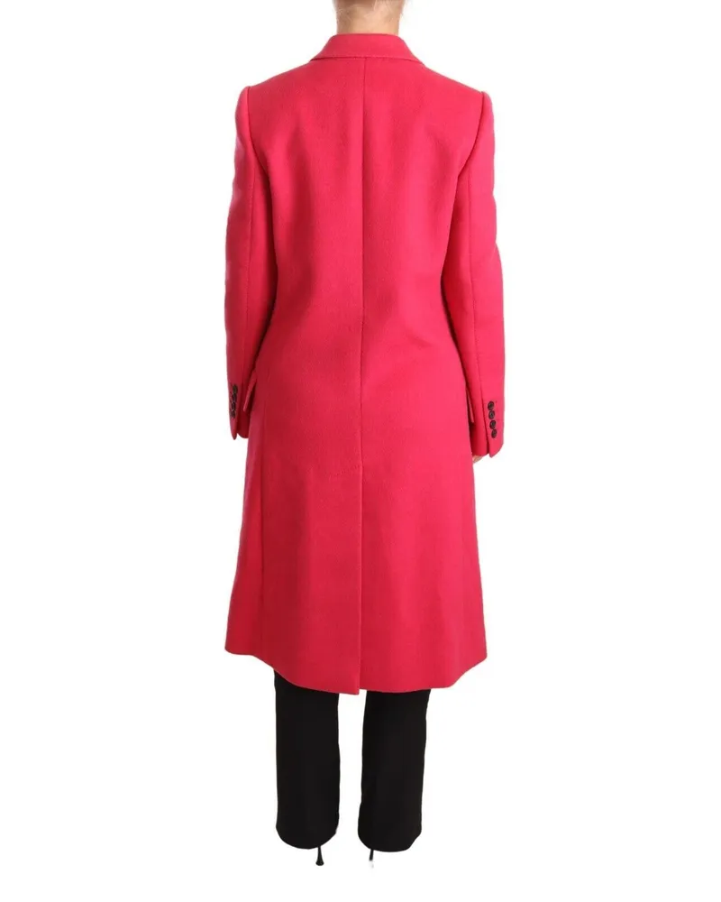 Dolce & Gabbana Women's Pink Double Breasted Trenchcoat Jacket Virgin Wool Clothing Pink