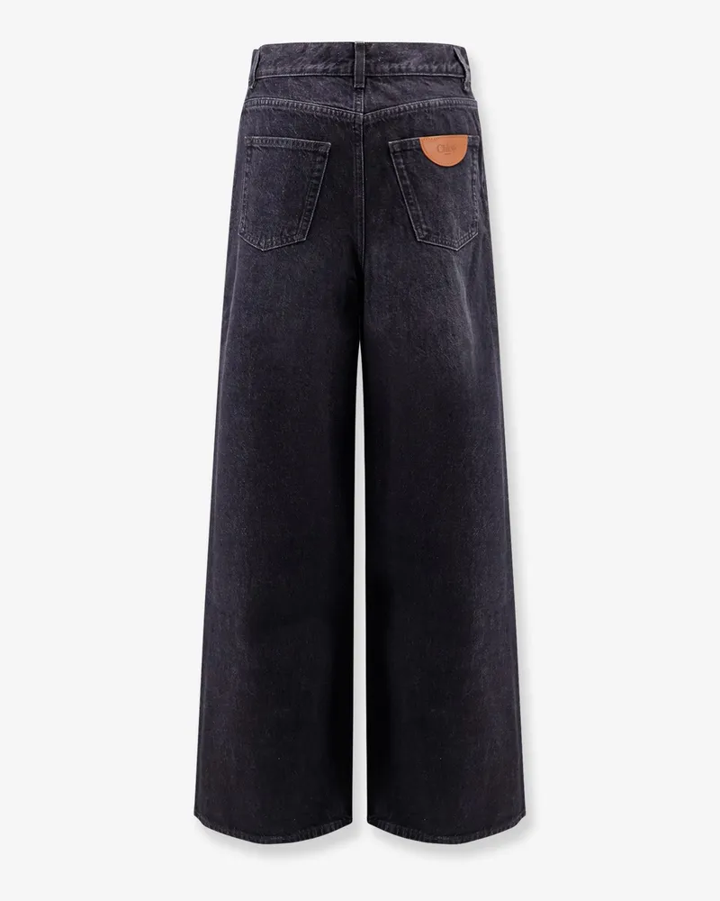 Chloé Women's Jeans With Iconic Leather Logo Tag Black Cotton Black