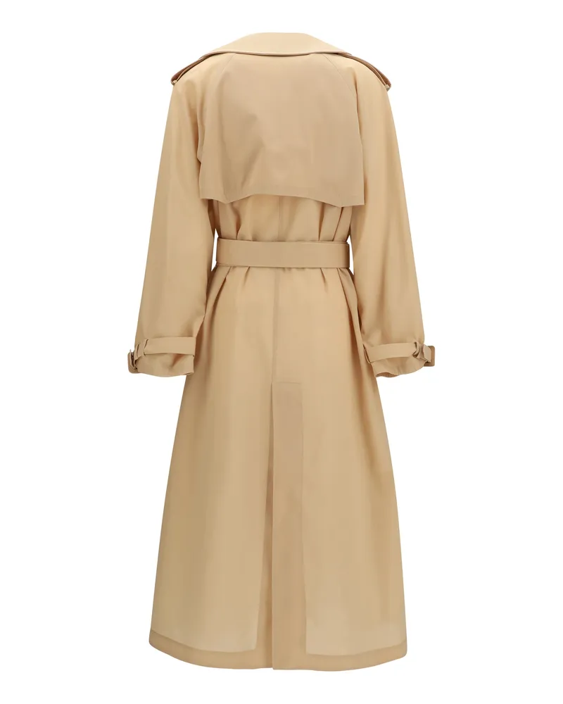 Ermanno Scervino Women's Double-Breasted Trench Georgette Bonded With Silk Chiffon Toasted Almond Polyester Coats Beige