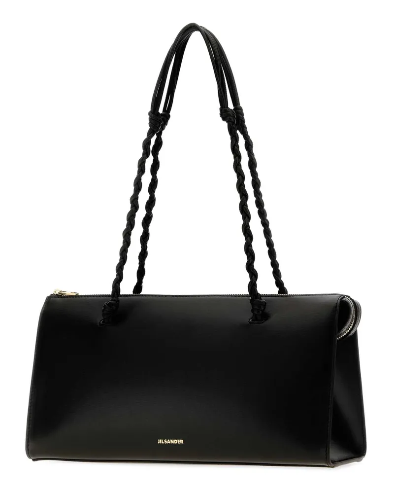 Jil Sander Twisted-Handle Calf Leather Shoulder Bag — Black Black