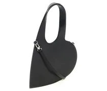 Heart-Shaped Leather Shoulder Bag — Black