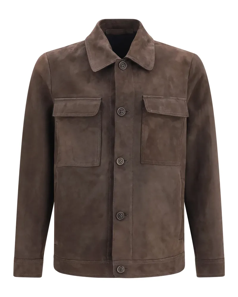 Salvatore Santoro Men's Leather Jacket Dark Brown Brown