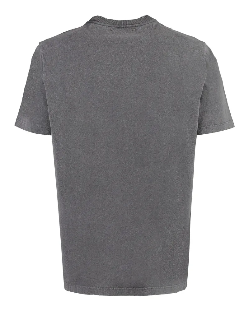 Golden Goose Men's Vintage Logo Cotton T-Shirt Grey T-Shirts And Polos Gray