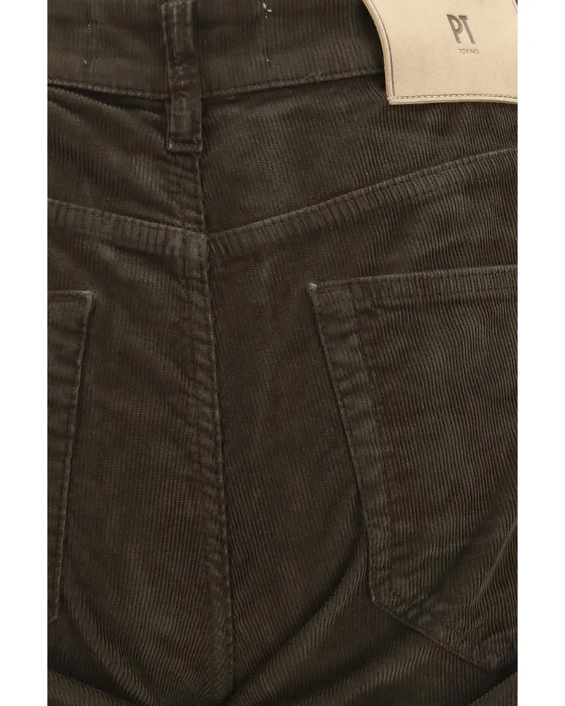 PT TORINO Men's Straight-Leg Corduroy Pants Dark Brown Cotton Trousers Brown