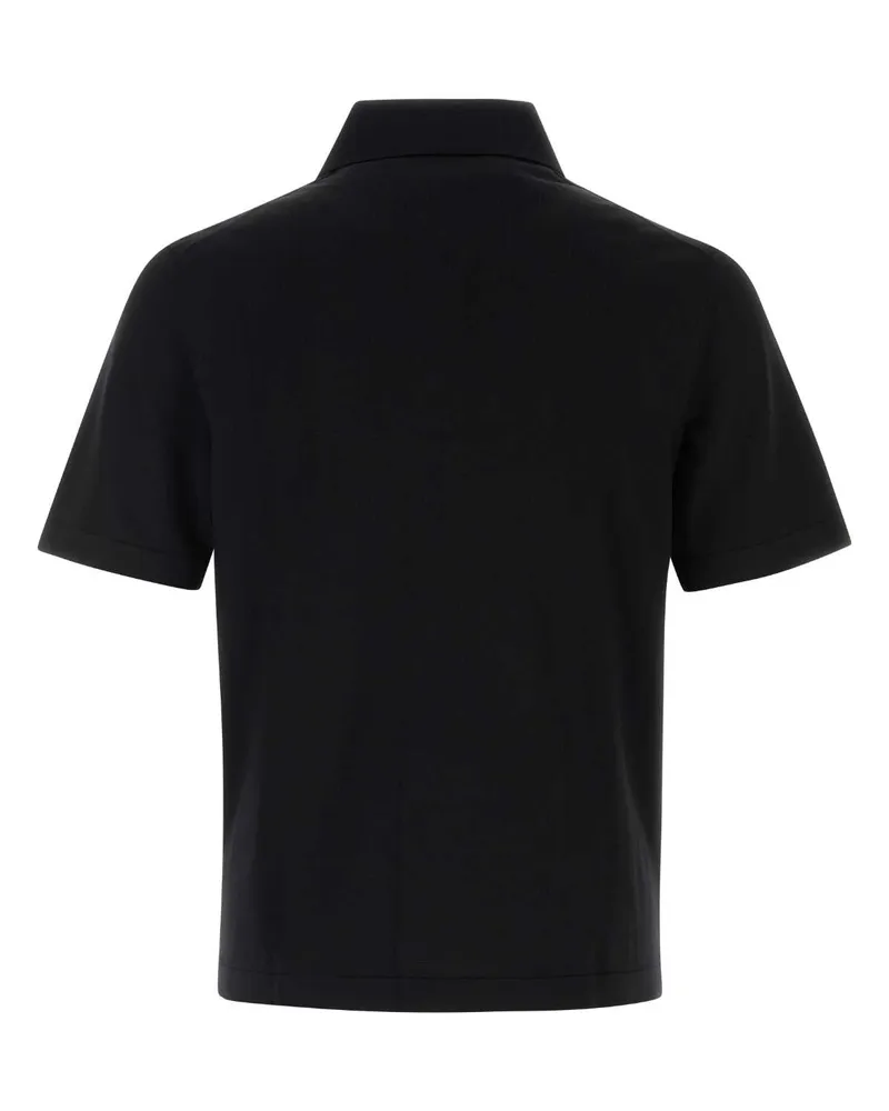 Burberry Men Black Wool Polo Shirt Exterior: Maglieria Sweater Black