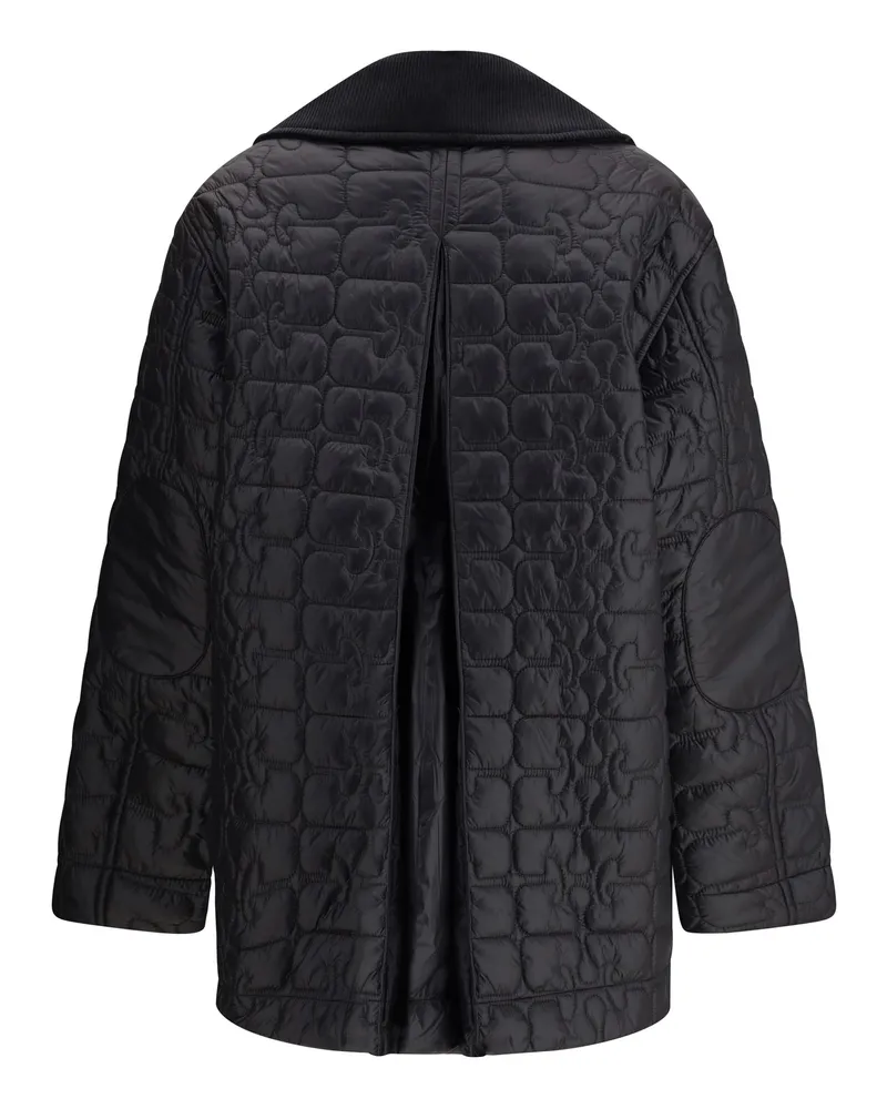 Ganni Women's Glossy Finish Down Jacket Phantom Nylon Coat Black