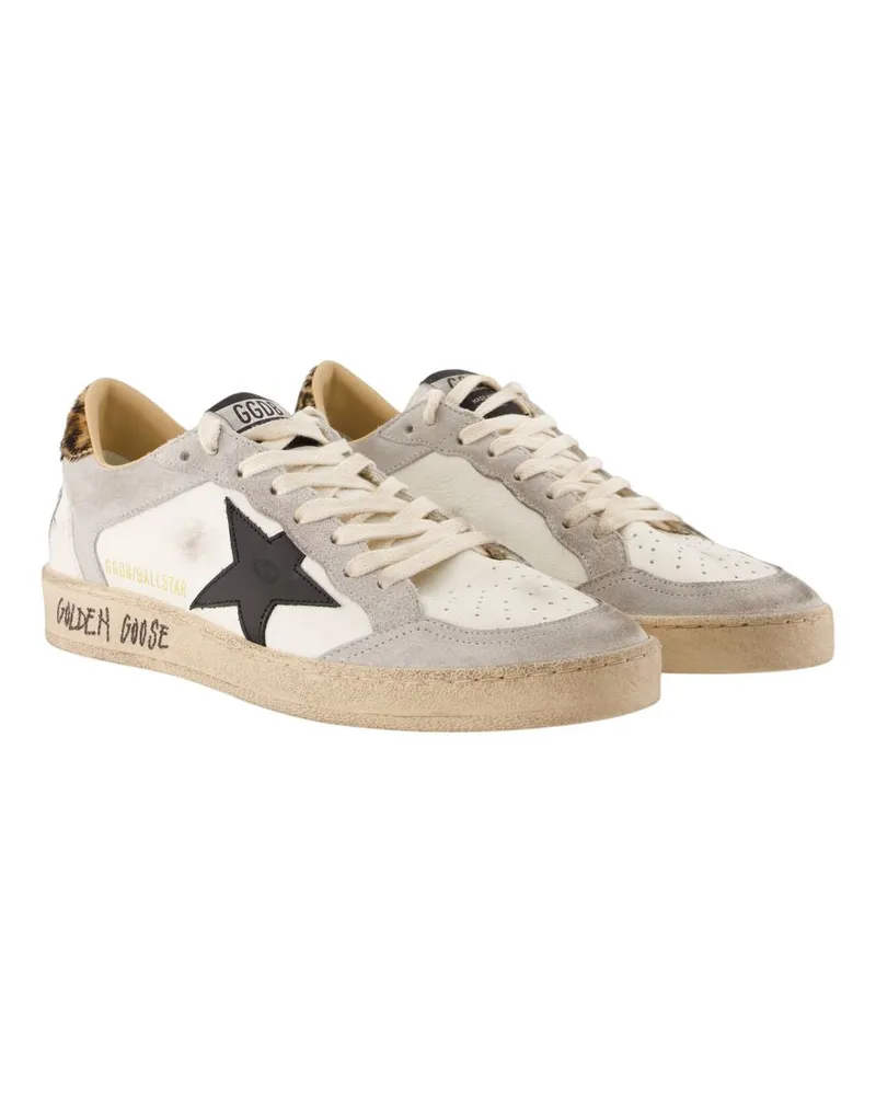 Golden Goose Men's Ballstar Sneakers -  Leather White Calfskin Shoes White