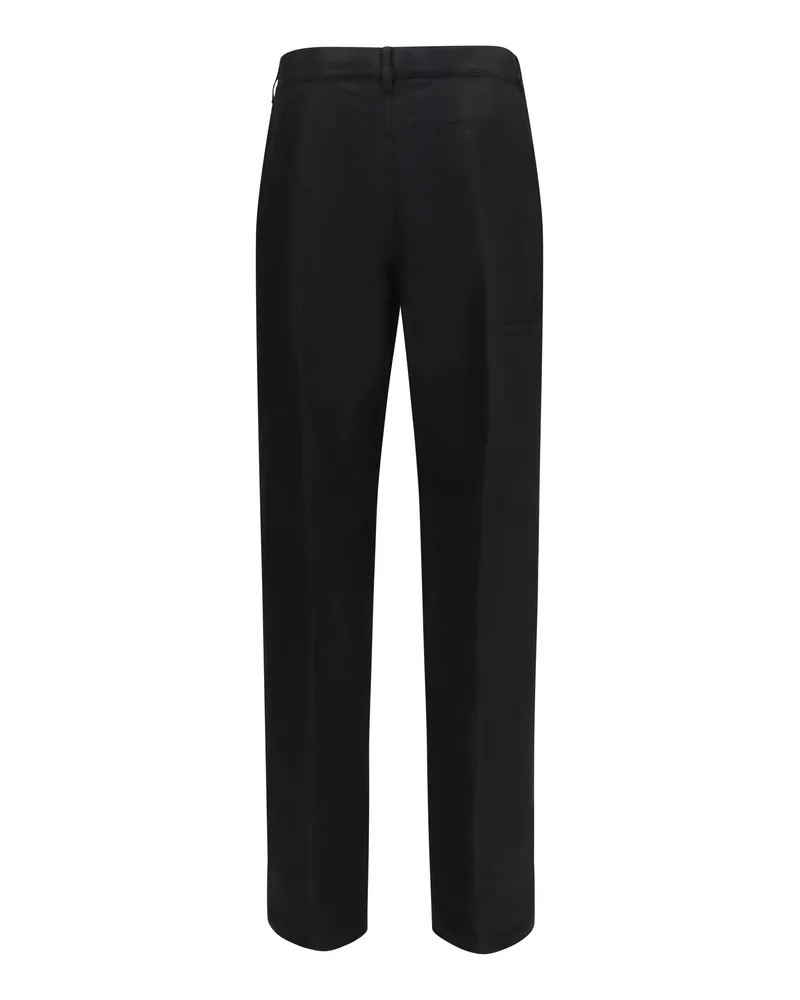 Rick Owens Men's Work Pants Black Ramie; Cotton Trousers 