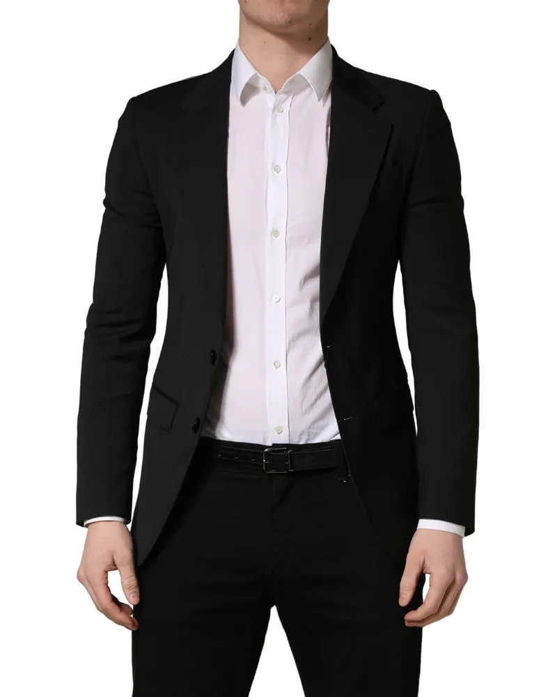 Dolce & Gabbana Two-Button Wool Blend Blazer — Black Black