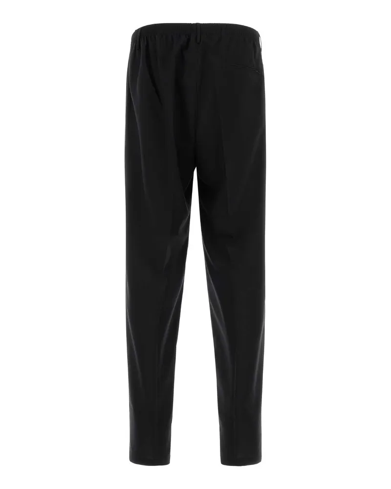 Cellar Door Men's Black Jersey Wide-Leg Alfonso Pant Nero Exterior: Polyester Pantaloni Trousers Black