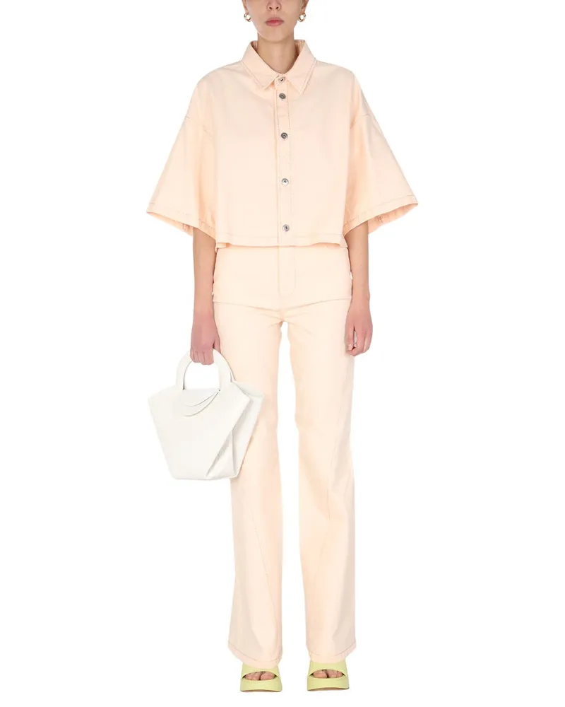 Bottega Veneta Flared Cotton Jeans — Pink Pink