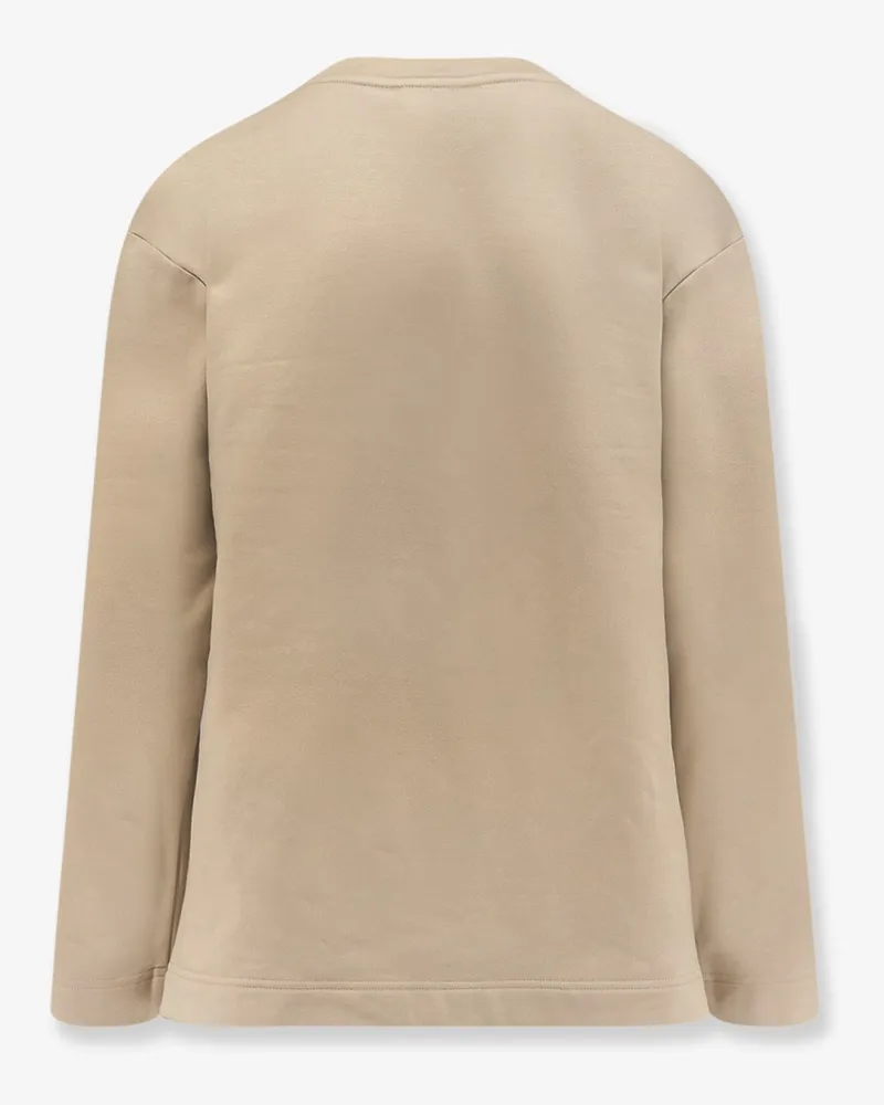 Max Mara Women's Sweatshirt Berma Silk-Cotton Beige Sweatshirts Sweater Beige
