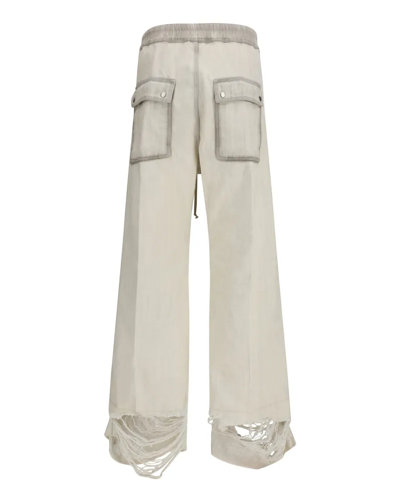 Rick Owens Men's Pants Wide Bela Denim Milk Wash Cotton Jean Beige