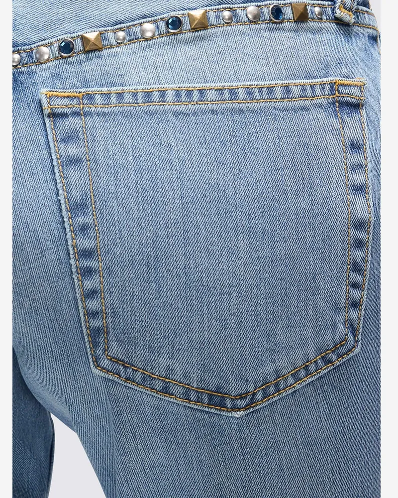 RE/DONE Women's Twisted Mid Rise Bootcut Jeans Denim Cotton Blue