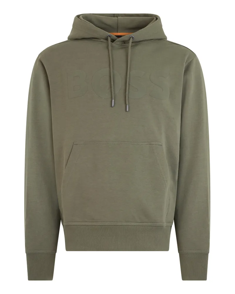 HUGO BOSS Logo-Embossed Cotton Hoodie — Green Green