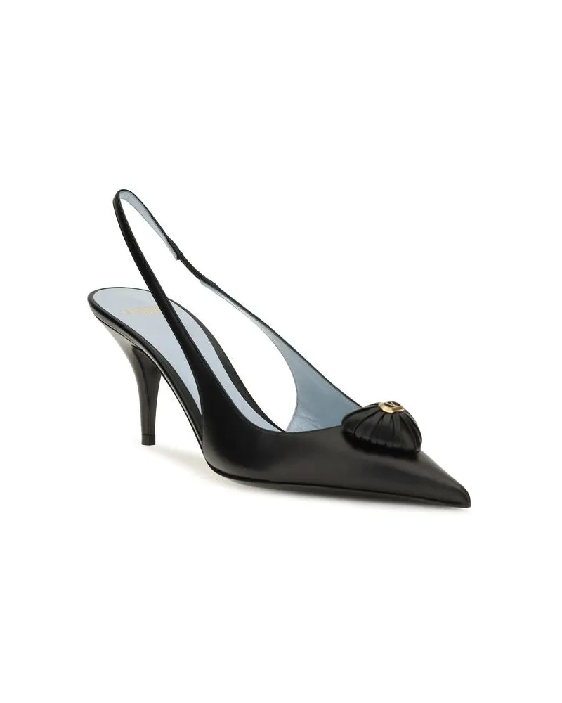 Valentino Garavani Women's Black Calf Leather Bos Taurus High Heel Pumps Black