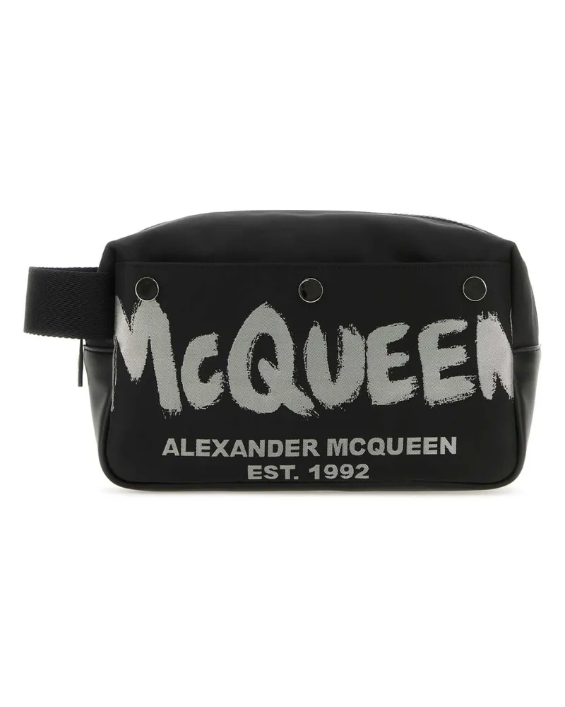 Alexander McQueen Graffiti Logo Beauty Case — Black Black