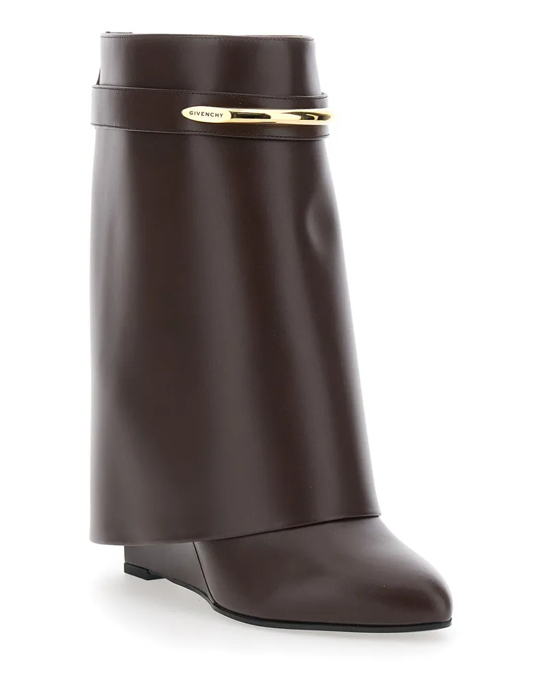 Givenchy Women's Ankle Boots Wedge Heel Brown Leather Calf Brown