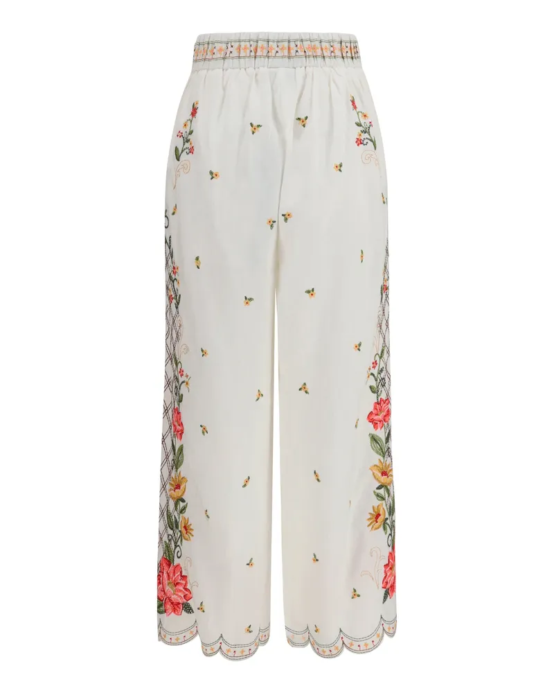 FARM Rio Women's Wide-Leg Pants Off White Linen Trousers Off